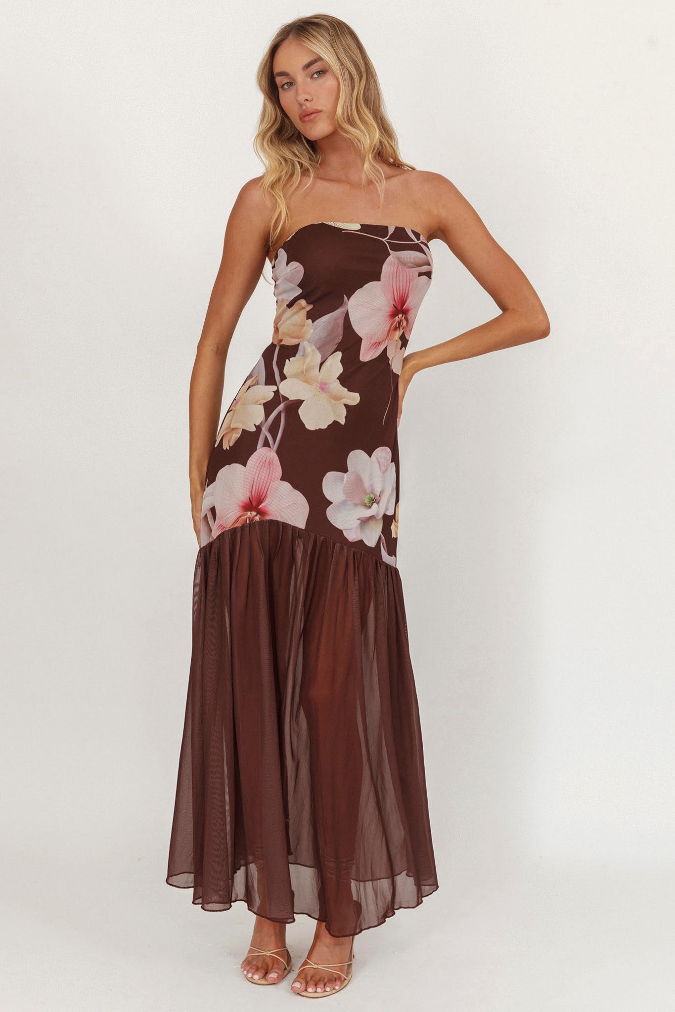 green emerald velvet dress Rose Bloom Silk Art Flow Floral Maxi Dress  KIMBERLEY ANNE