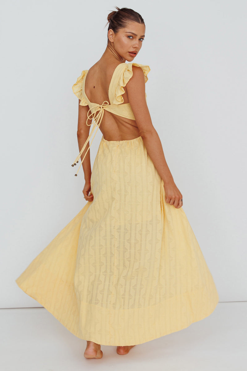 Charlisa Strappy Back Ruffle Maxi Dress Floral Yellow