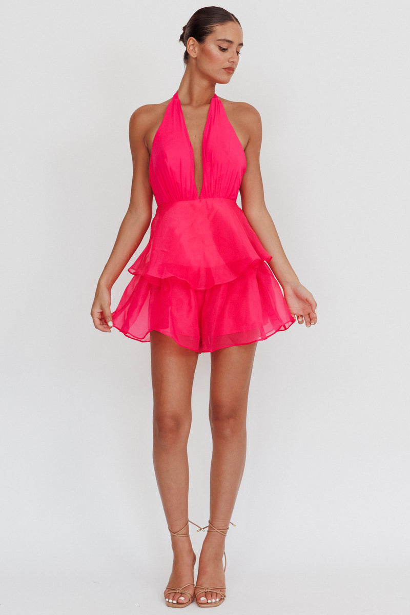 Behati Tiered Layer Romper Pink