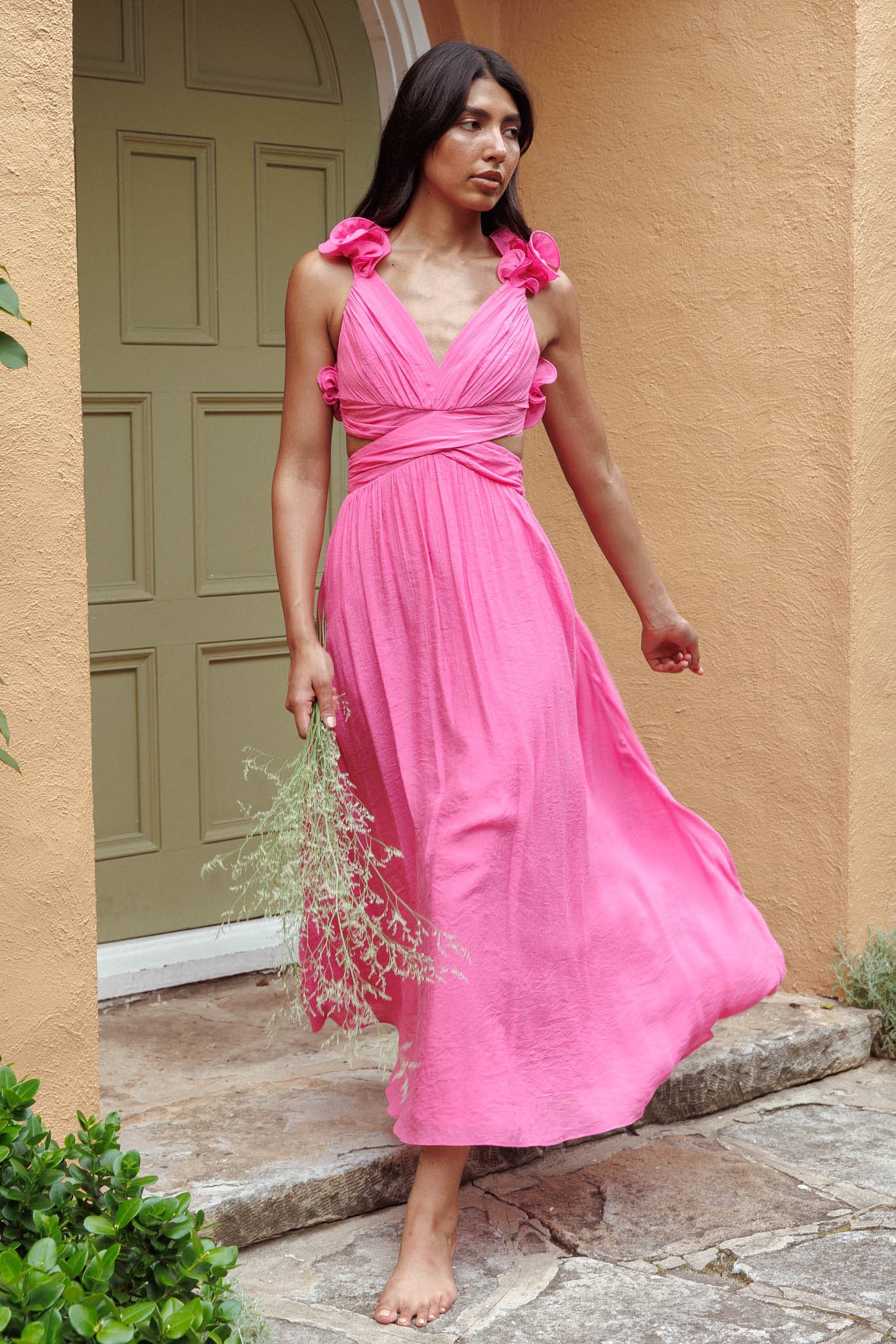 Madara Laced Back Ruffle Dress Hot Pink | Selfie Leslie Australia Madara Laced Back Ruffle Dress Hot Pink | Selfie Leslie Australia