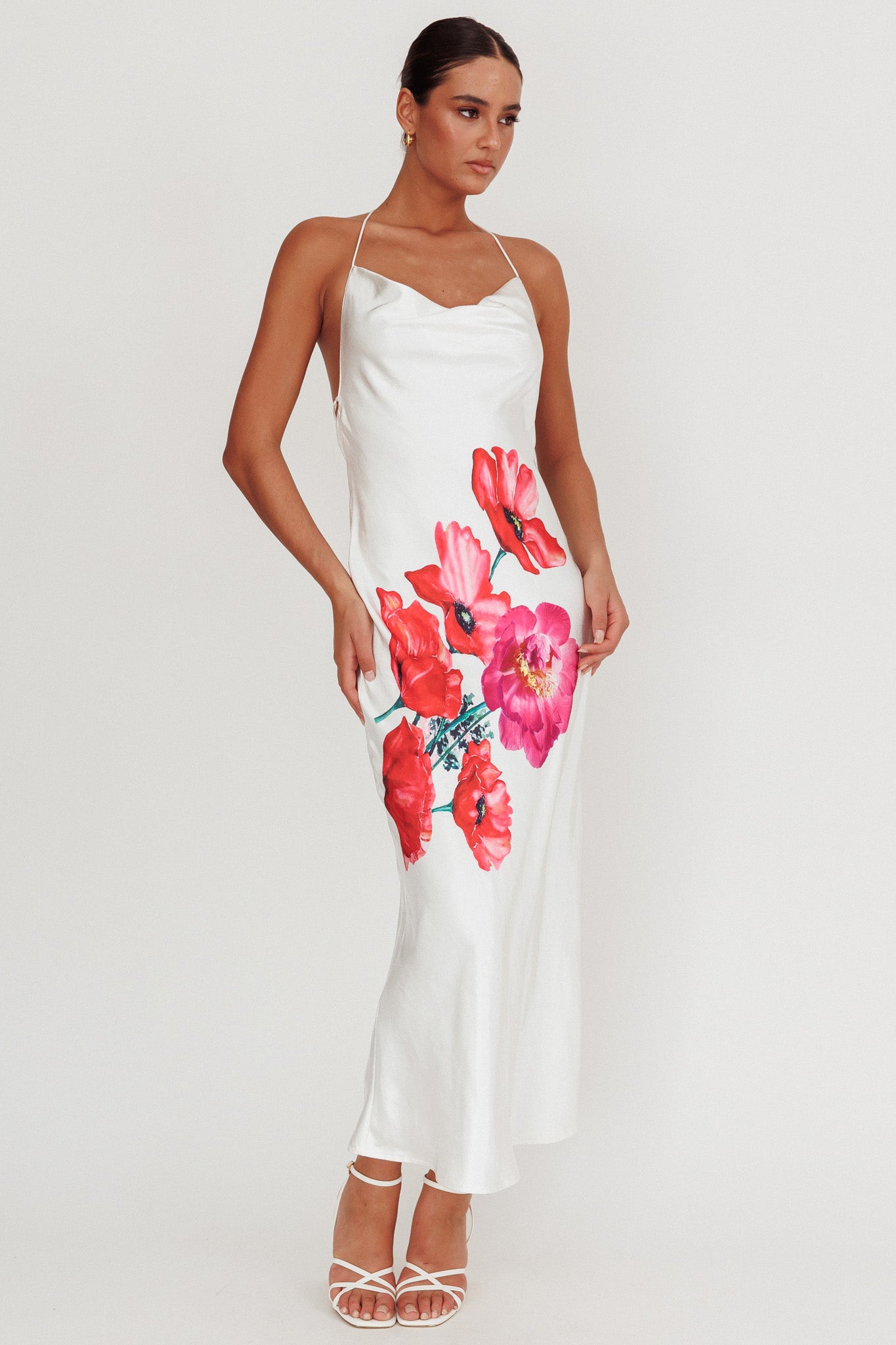 Seren Backless Cowl Neck Maxi Dress White– Selfie Leslie Australia