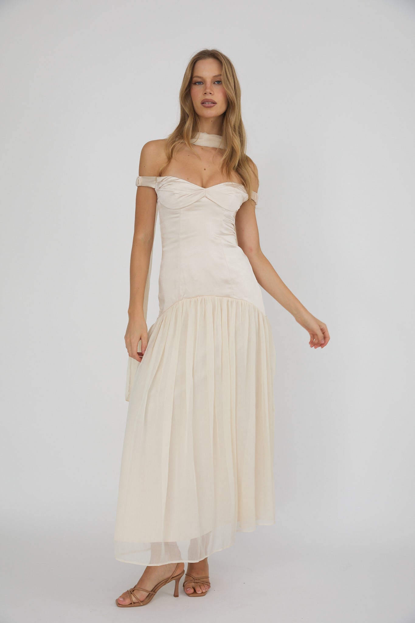 Kaycee Drop Waist Maxi Dress Champagne