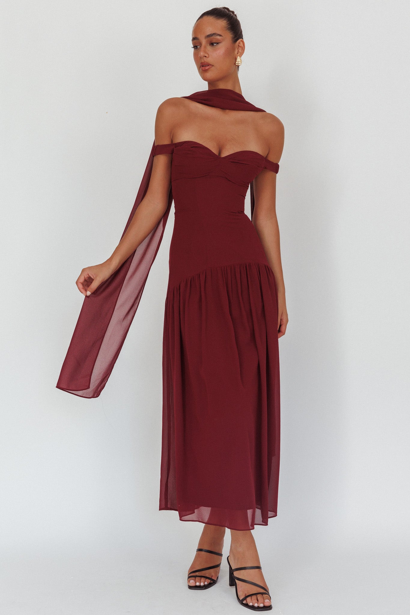 Kaycee Drop Waist Maxi Dress Wine | Selfie Leslie Australia