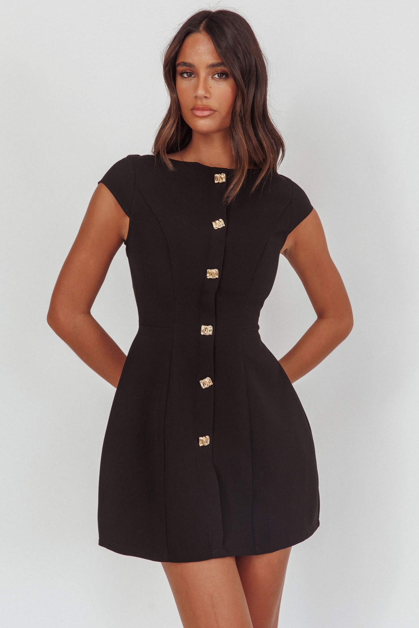 capped sleeve black dress Rebel Cap Mini How to Tape Your atf-oc-06.08.26 5% Spandex Size:30W X 30L