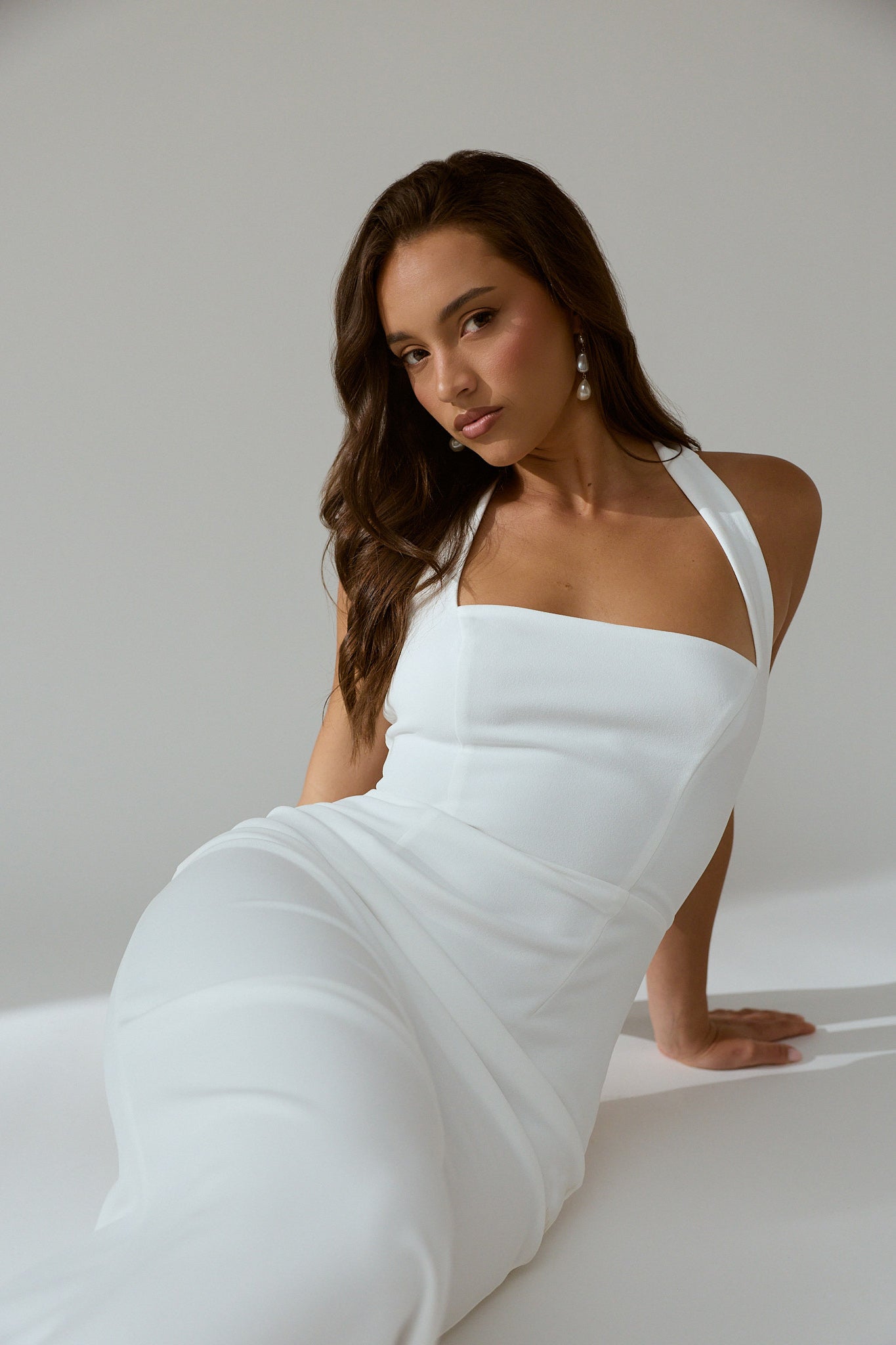 Shellie Square Neckline Halter Maxi Dress White | Selfie Leslie Australia Shellie Square Neckline Halter Maxi Dress White | Selfie Leslie Australia