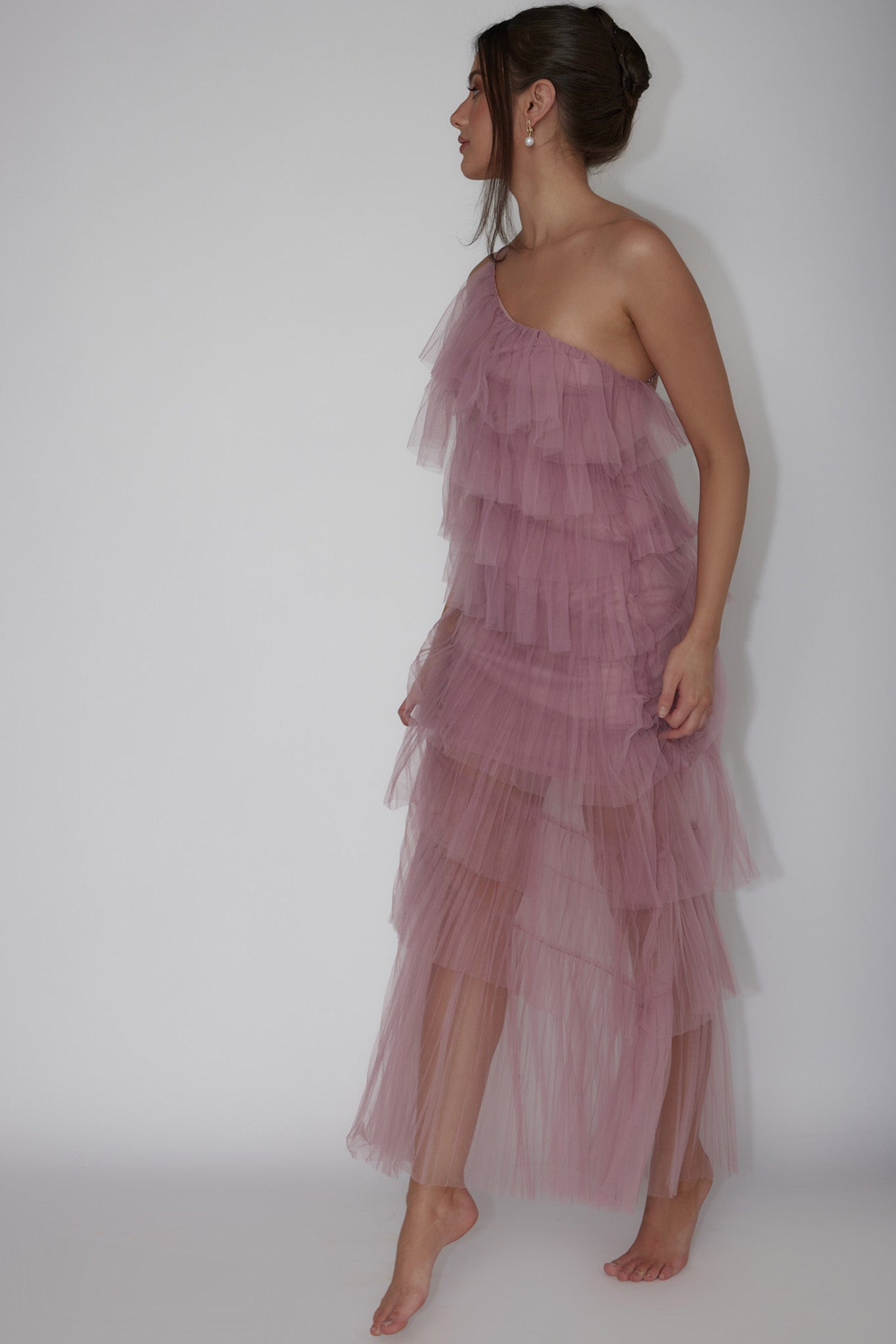 Arrabel Tiered Ruffle Tulle Maxi Dress Plum | Selfie Leslie Australia