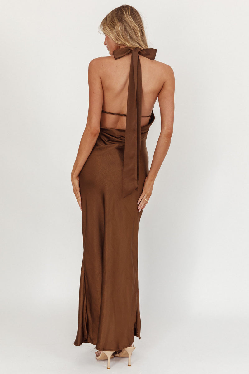 Ilaria Halter Maxi Dress - Chocolate