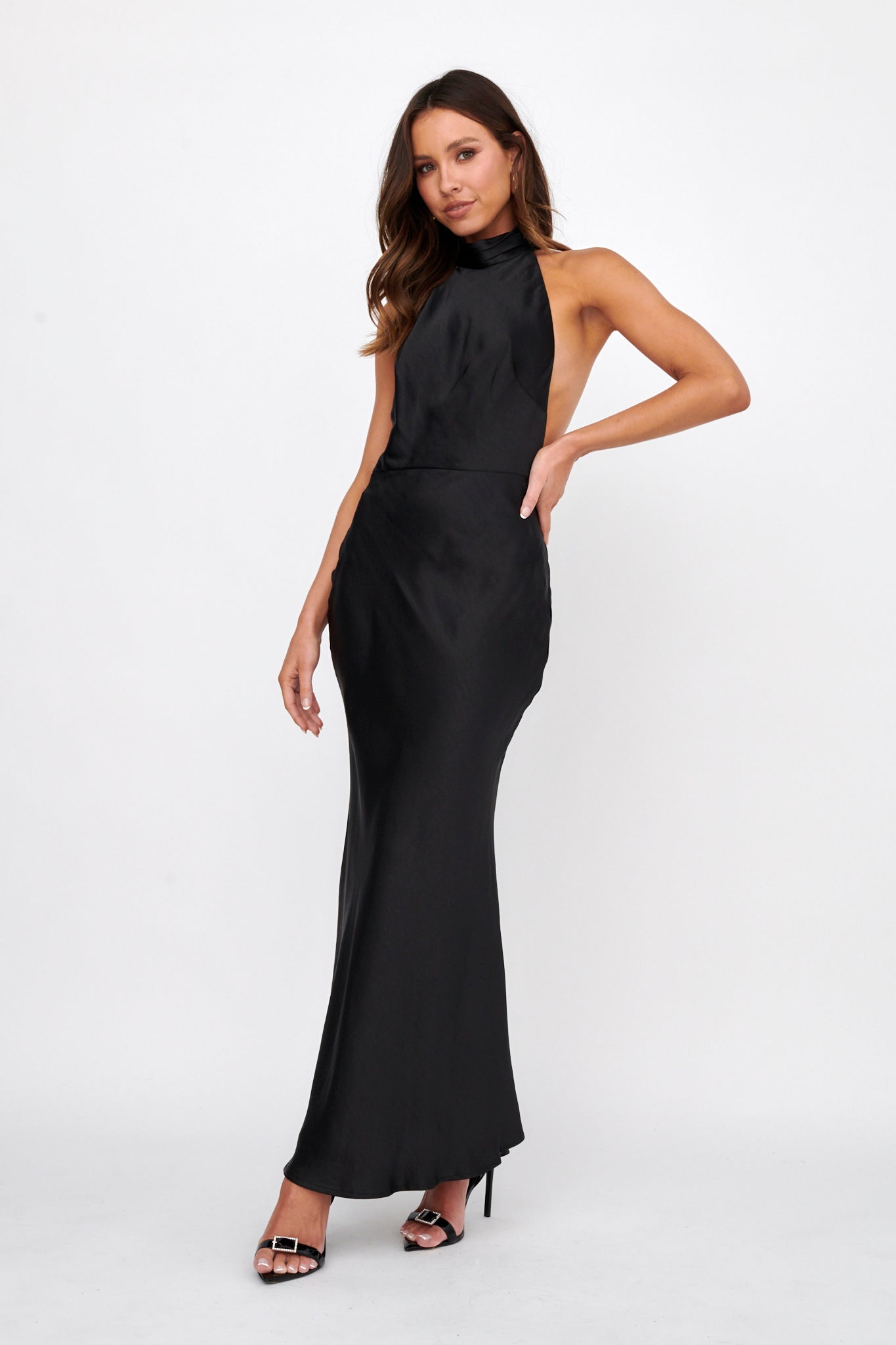 Italia Azure Halterneck Pearl Back Maxi Dress Black | Selfie Leslie Australia Italia Azure Halterneck Pearl Back Maxi Dress Black | Selfie Leslie Australia