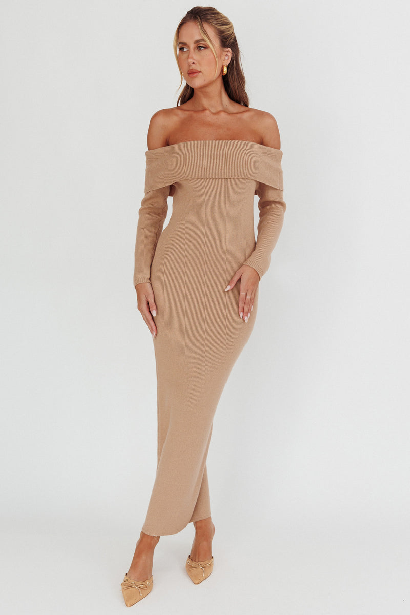 Off Shoulder Maxi Dress - MOCHA