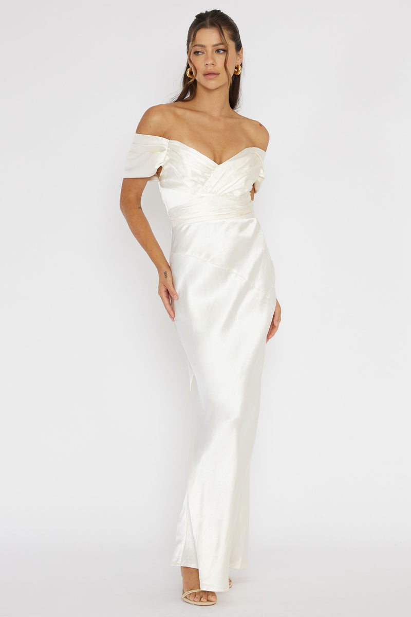 Quiet Chatter Maxi Cut-out Dress in Butter