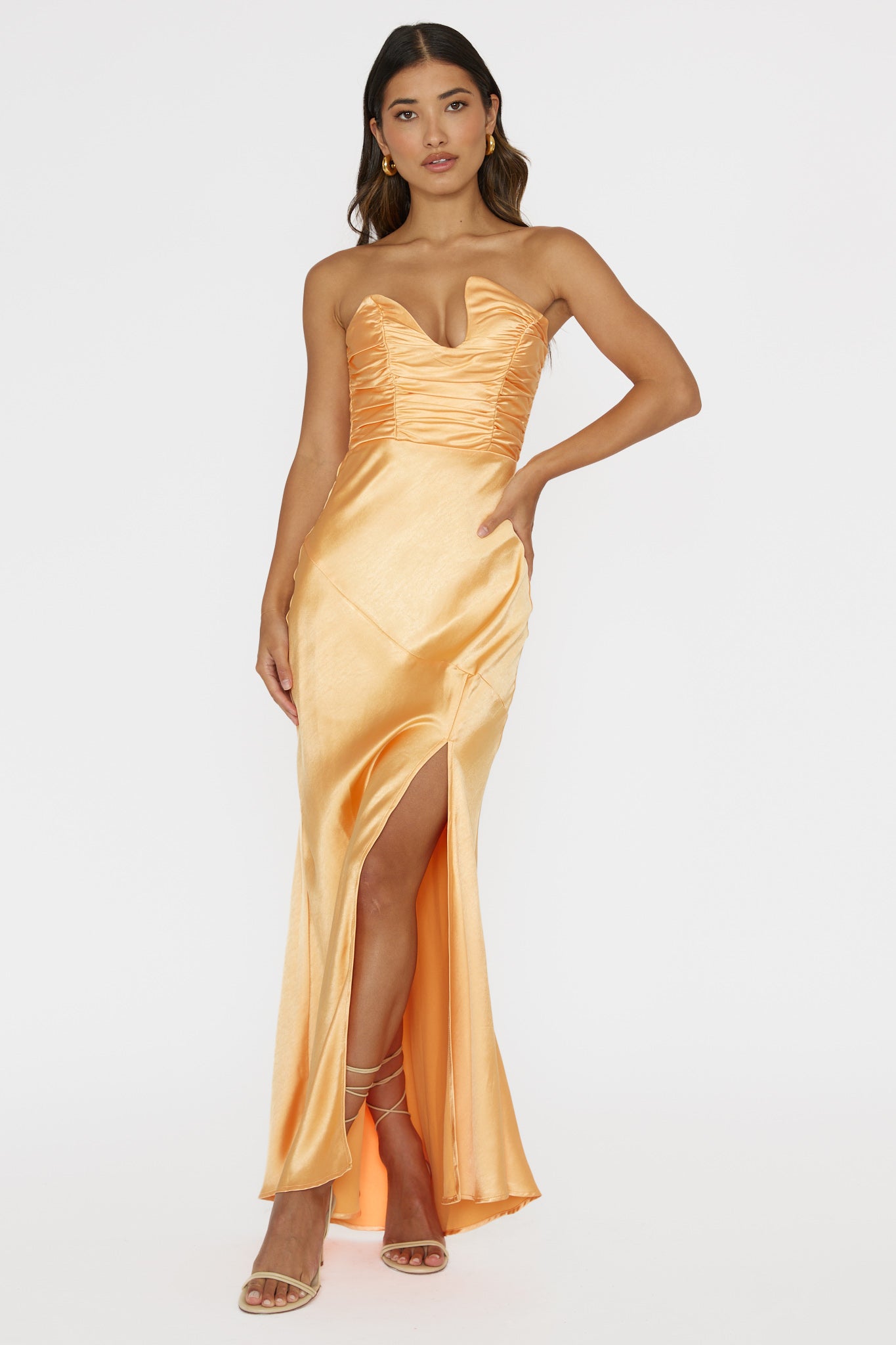 slim fit dress slacks Tina Holly Couture TA114 Apricot Gold Beaded Mermaid Bridal Formal Dre main image 0