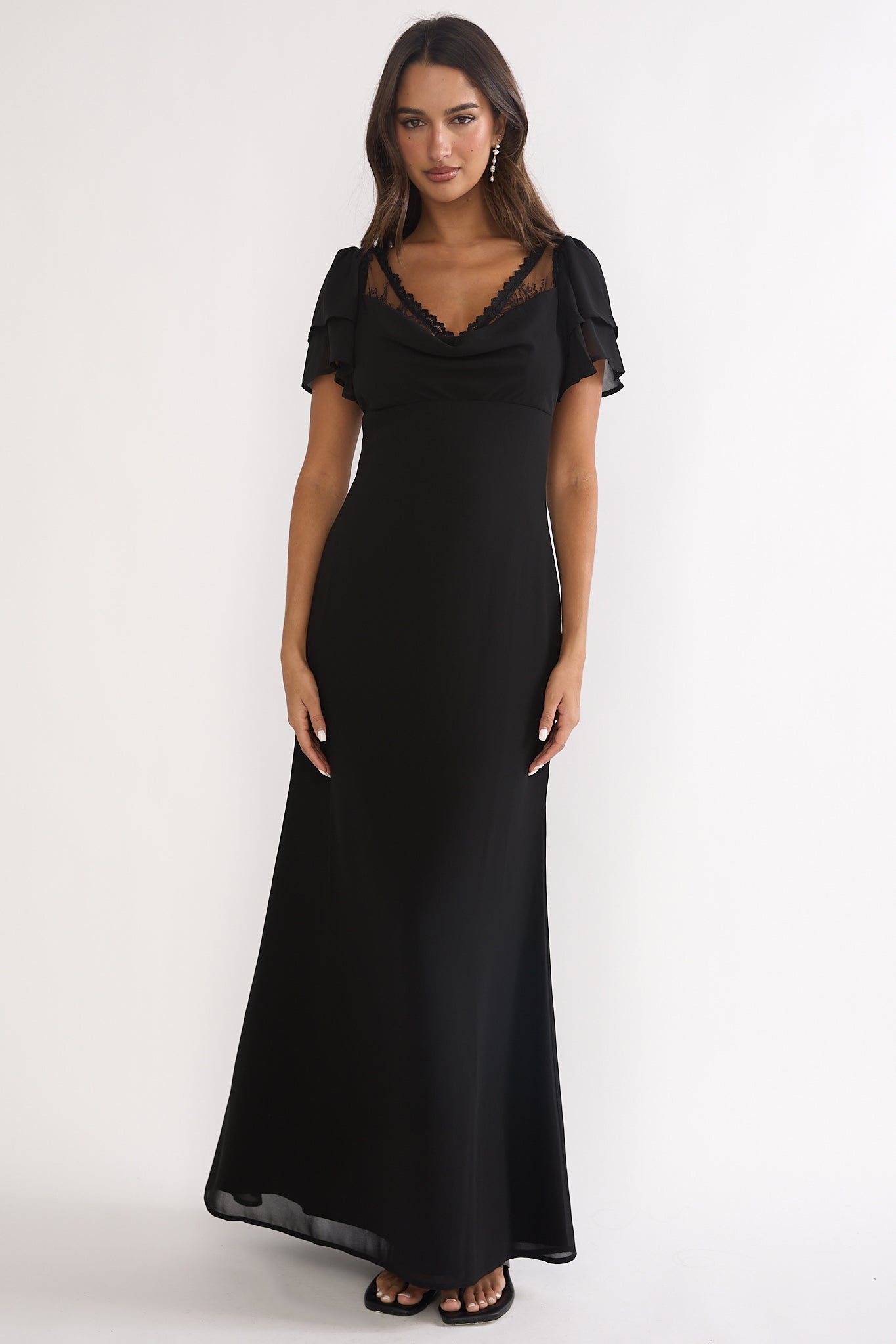 Elorin Lace Trim Maxi Dress Black | Selfie Leslie Australia Elorin Lace Trim Maxi Dress Black | Selfie Leslie Australia