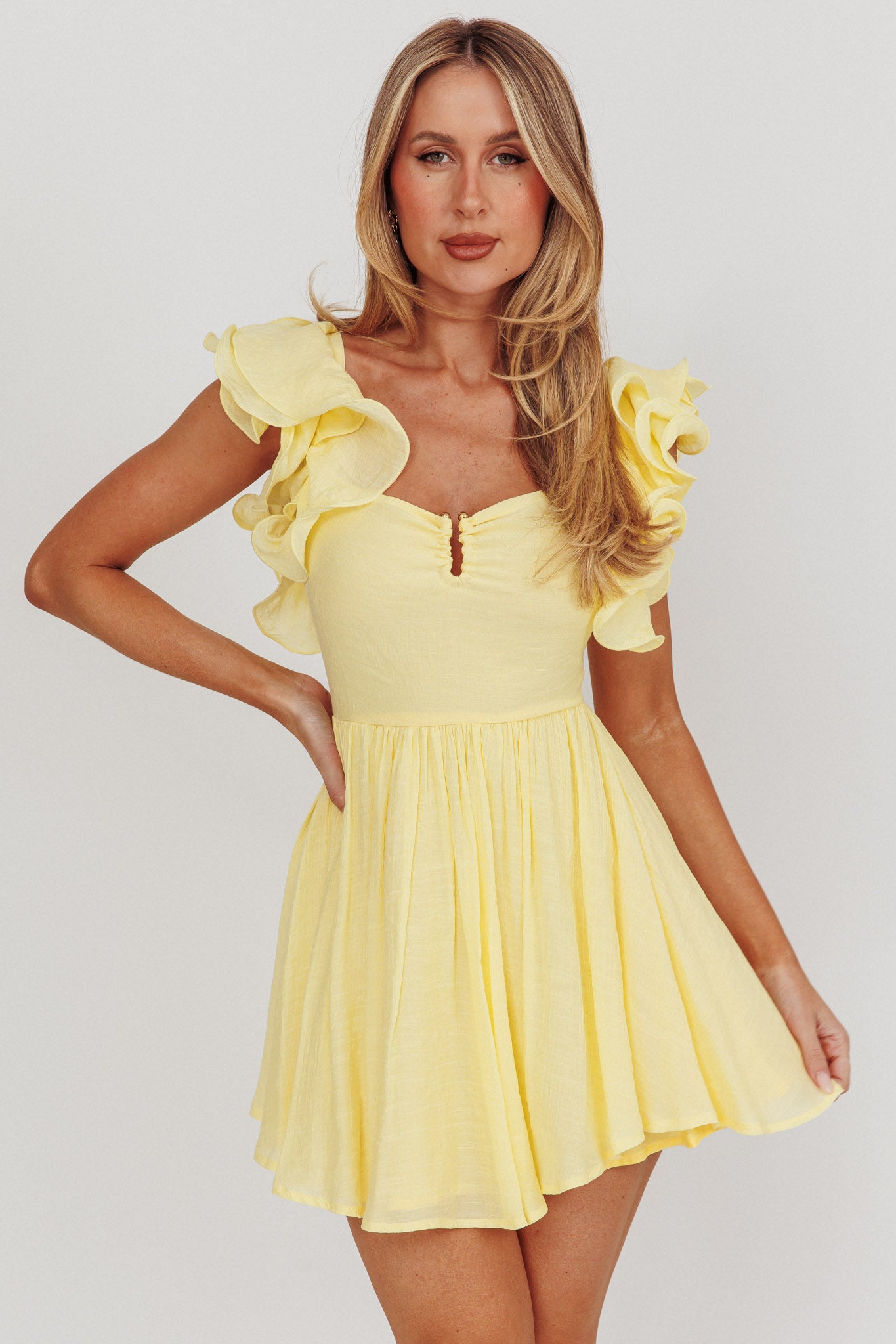 cute dresses yellow Yellow Sweetheart Dress Fairycore Angelcore Cute Pastel Kawaii Babe main image 0