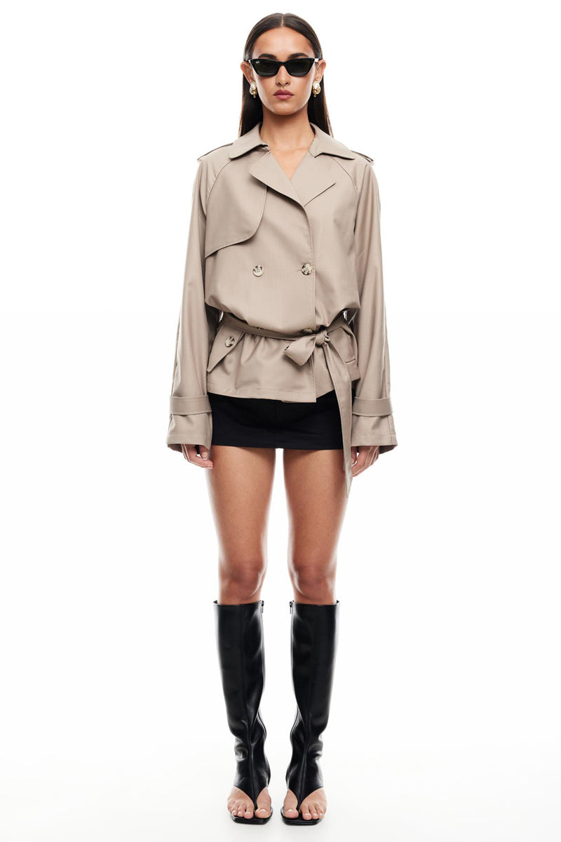 Shop the LIONESS Cropped Trencherous Coat Mushroom