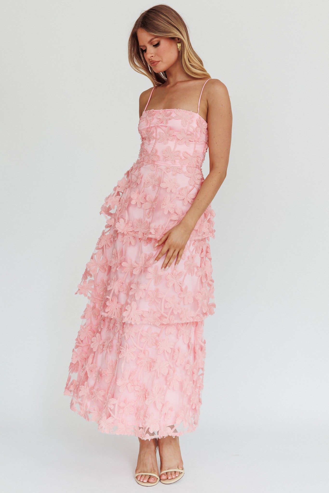 lace sheer maxi dress Shona Joy - Stratus Sheer Lace High Neck Maxi Dress - Ivory