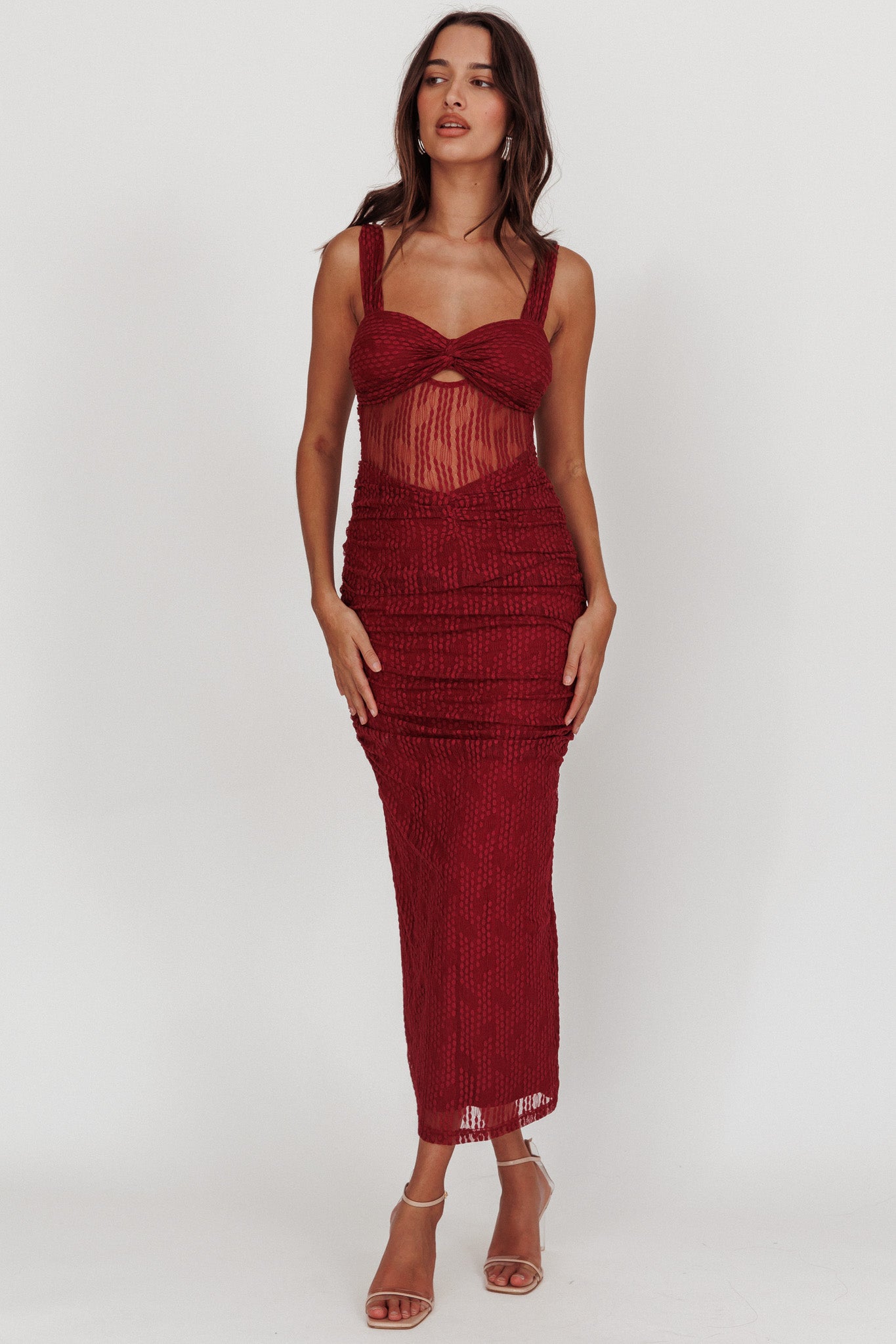 Oliana Lace Midi Dress Burgundy | Selfie Leslie Australia Oliana Lace Midi Dress Burgundy | Selfie Leslie Australia