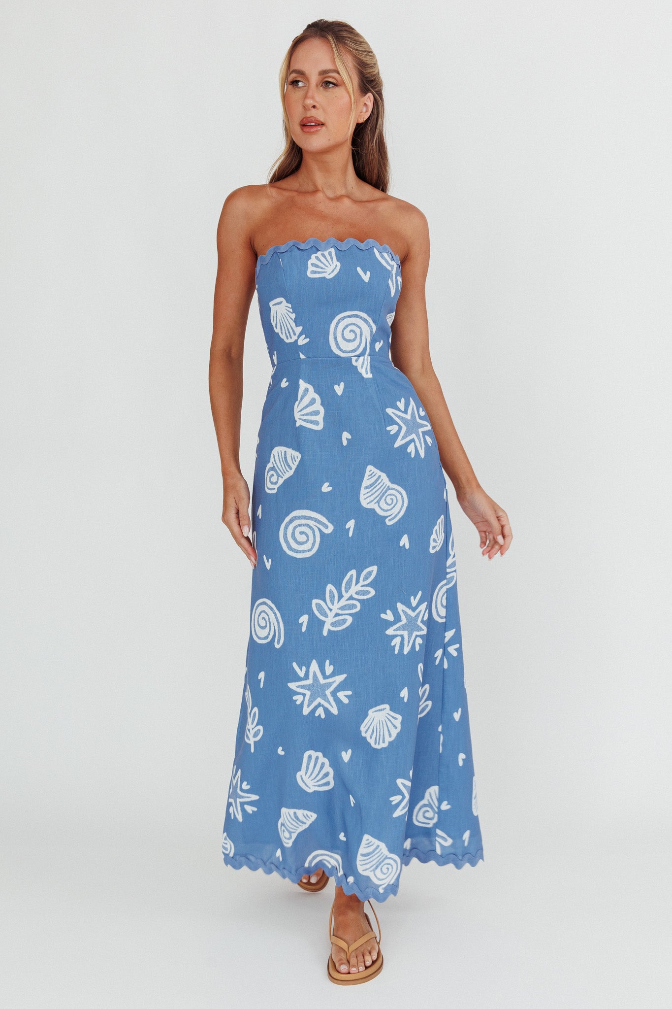 Cypress Ric Rac Trim Strapless Dress Shell Blue | Selfie Leslie Australia Cypress Ric Rac Trim Strapless Dress Shell Blue | Selfie Leslie Australia