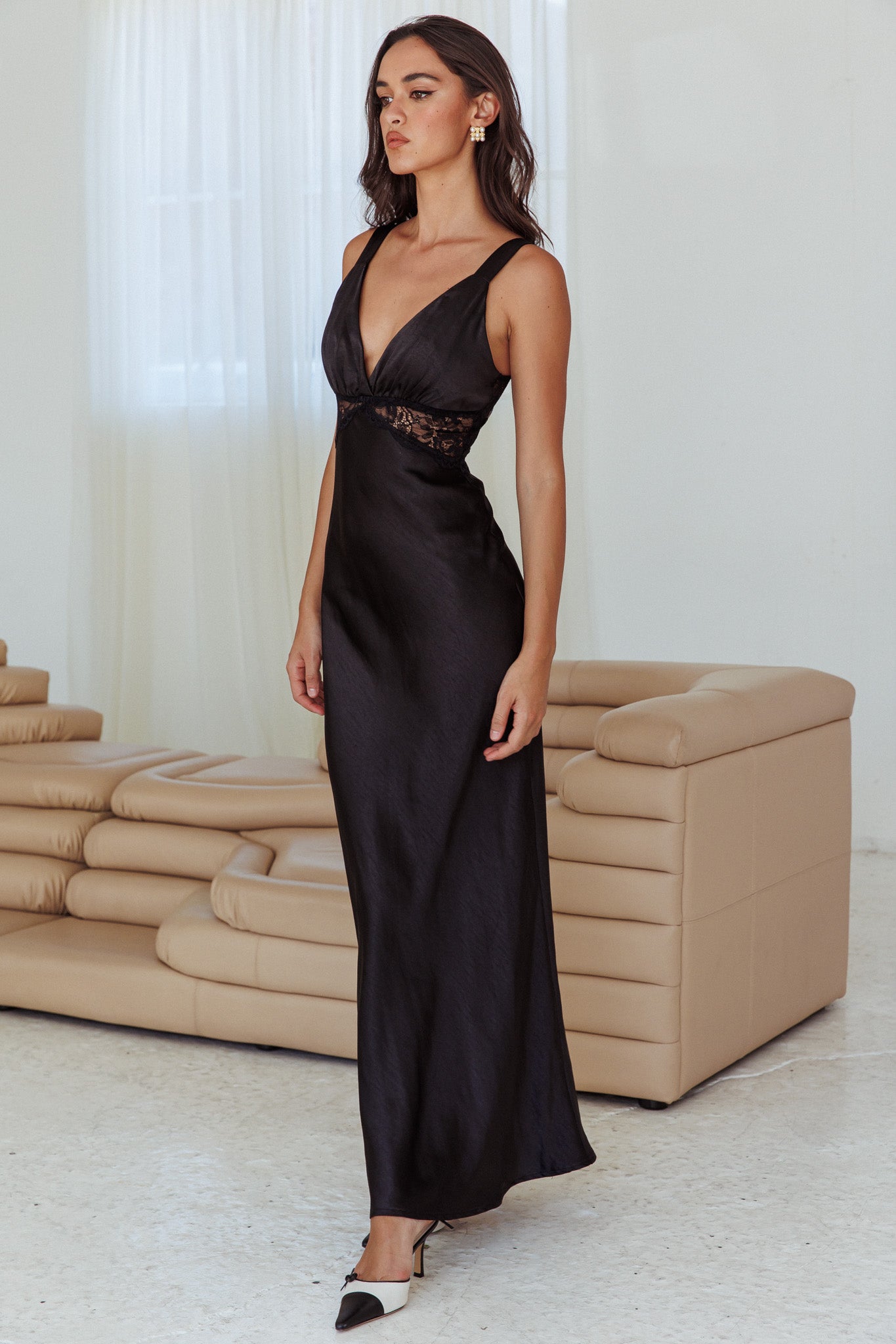 One Heart Lace Insert Maxi Dress Black– Selfie Leslie Australia
