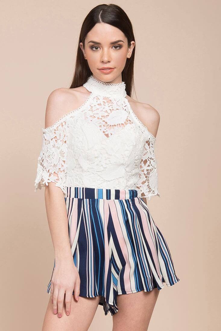 Shop the Alia Halter Top Romper White