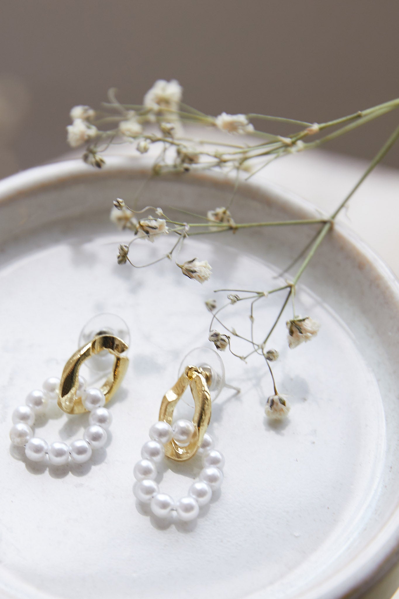 Charlotte Pearl Loop Earrings Gold by Selfie Leslie