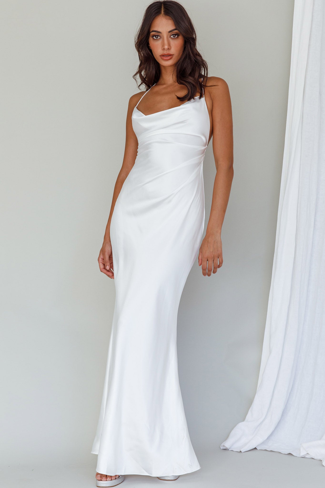 Palma Low Back Strappy Maxi Dress White | Selfie Leslie Australia