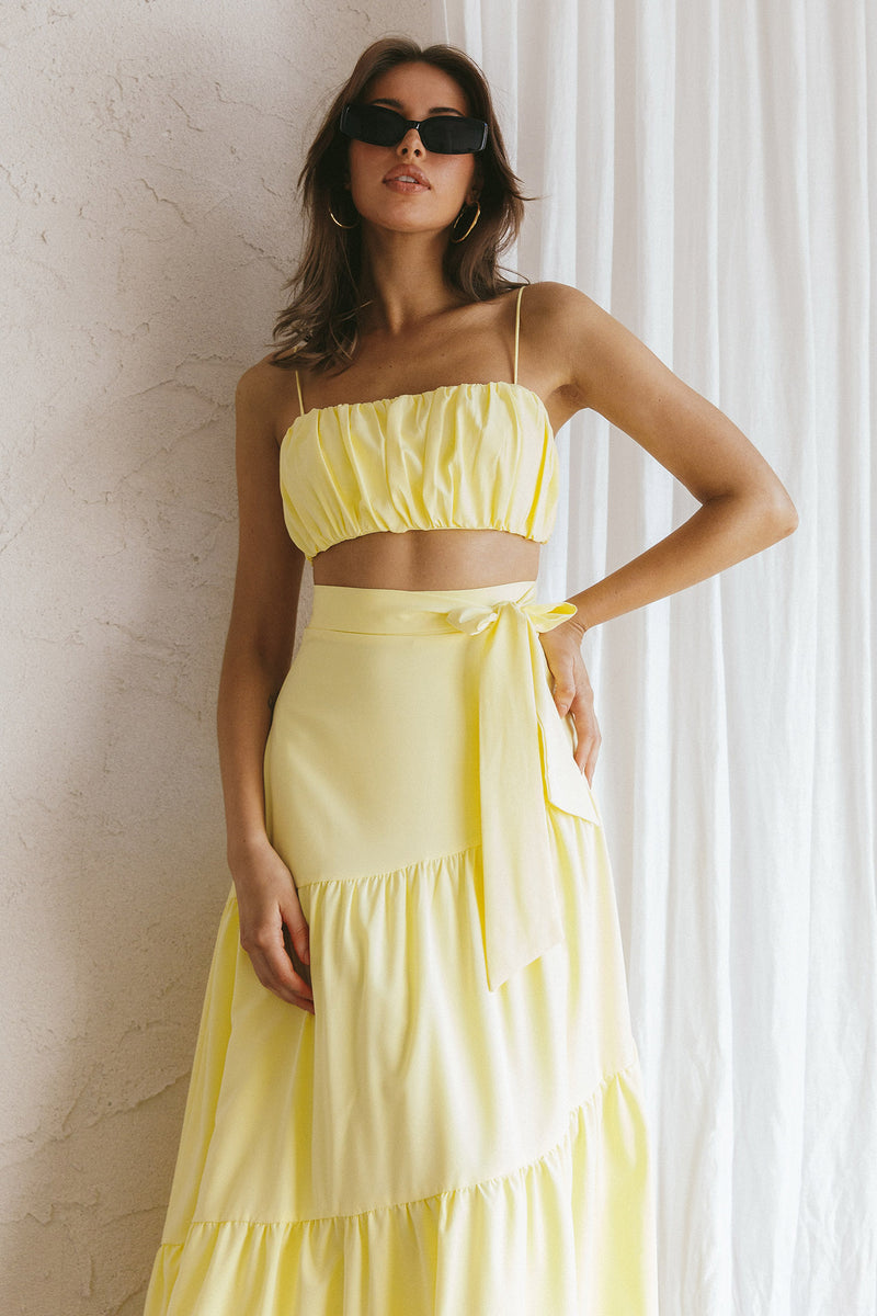 Light Energy Tie Back Crop Top Lemon