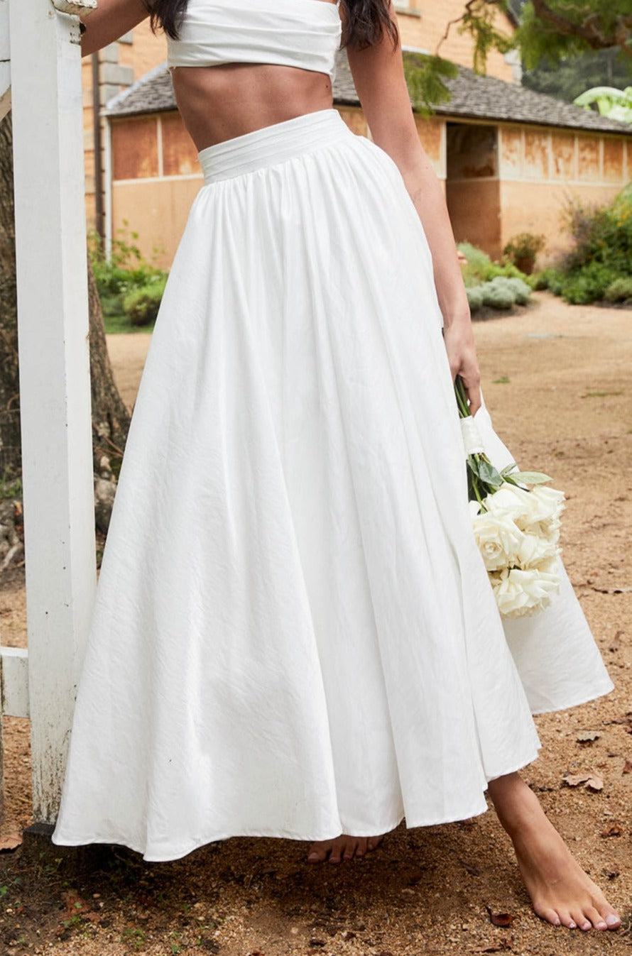 Love Songs Tied Back Maxi Skirt White
