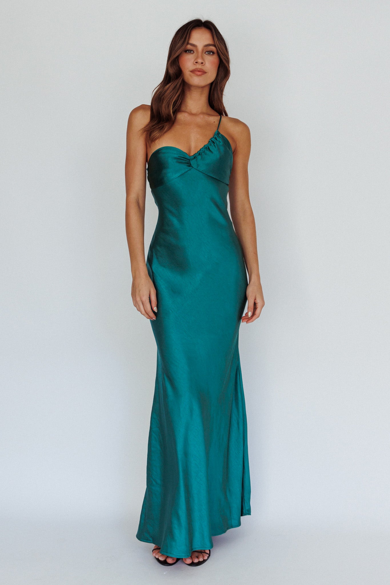 twilight tango one shoulder maxi dress forest green One-Shoulder side mid Size:1X / US 18-20 A little western, a brooch
