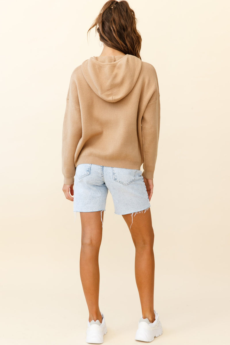 Nightrider Drop Sleeve Hooded Sweater Cream