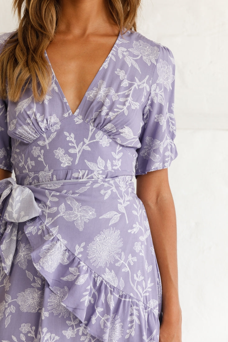 Wonderland Wrap Front Tea Dress Floral Print Red main image 0