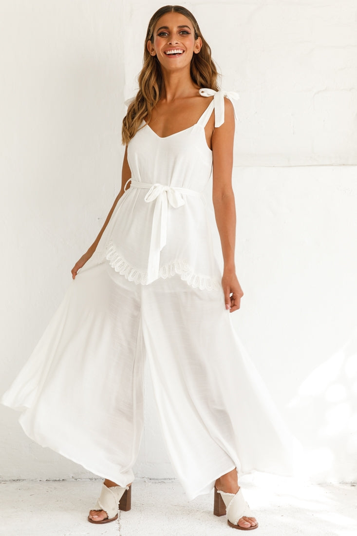 Talitha Tie Strap Wide Leg Jumpsuit Stone