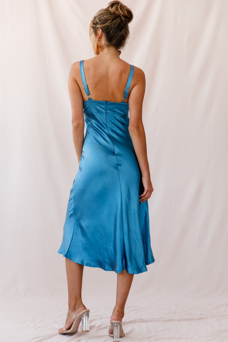 Shop the Perfect Day Satin Midi Dress Teal