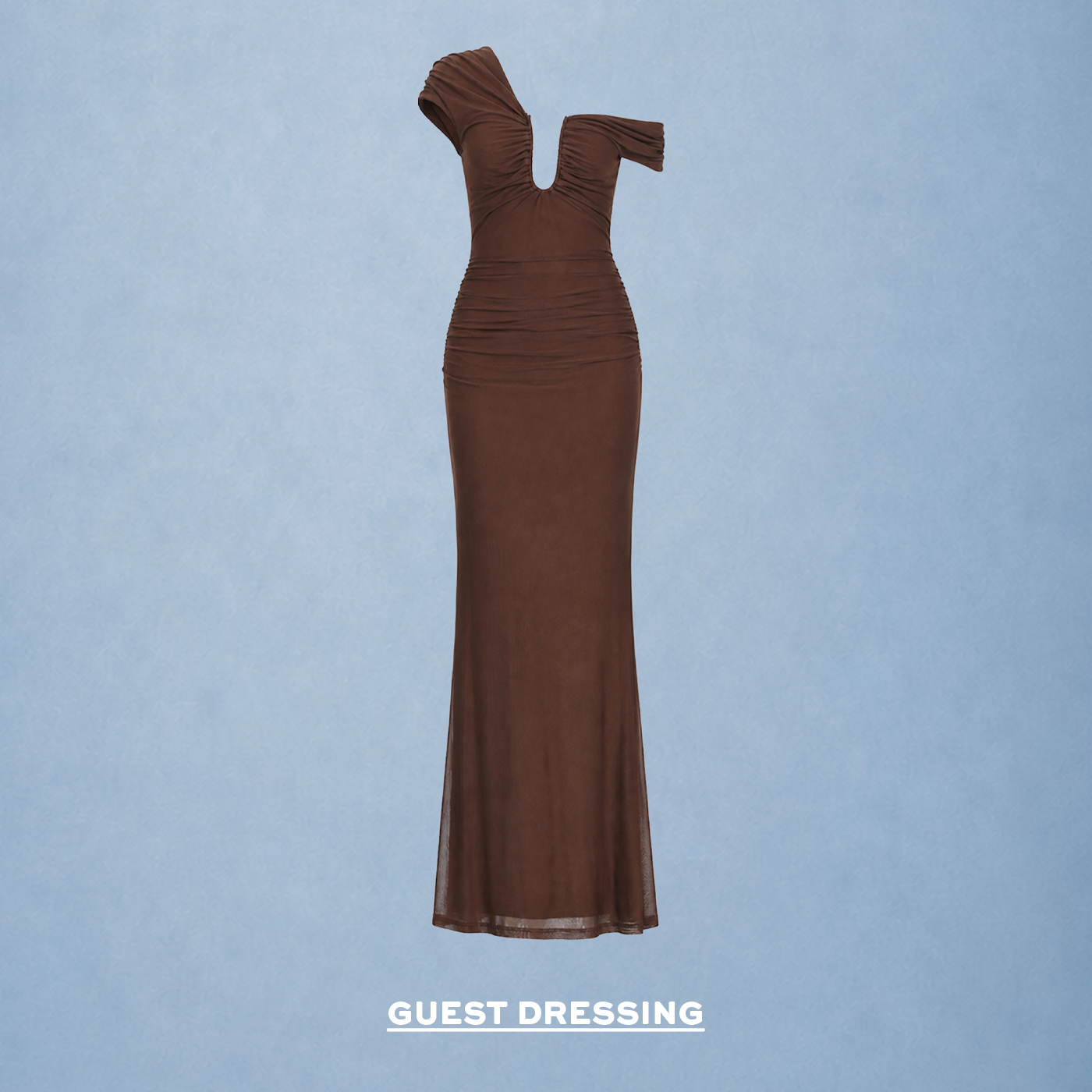 Woman wearing red wedding guest dress