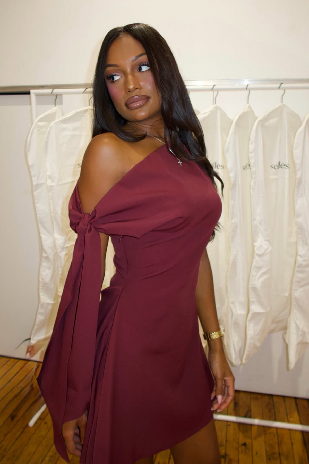 It’s A Match Mini Dress Burgundy by Selfie Leslie Australia