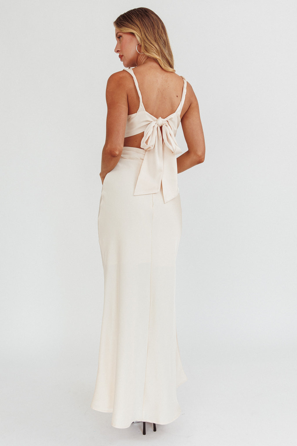 Harper Cut-Out Bow Back Maxi Dress Oyster by Selfie Leslie Australia