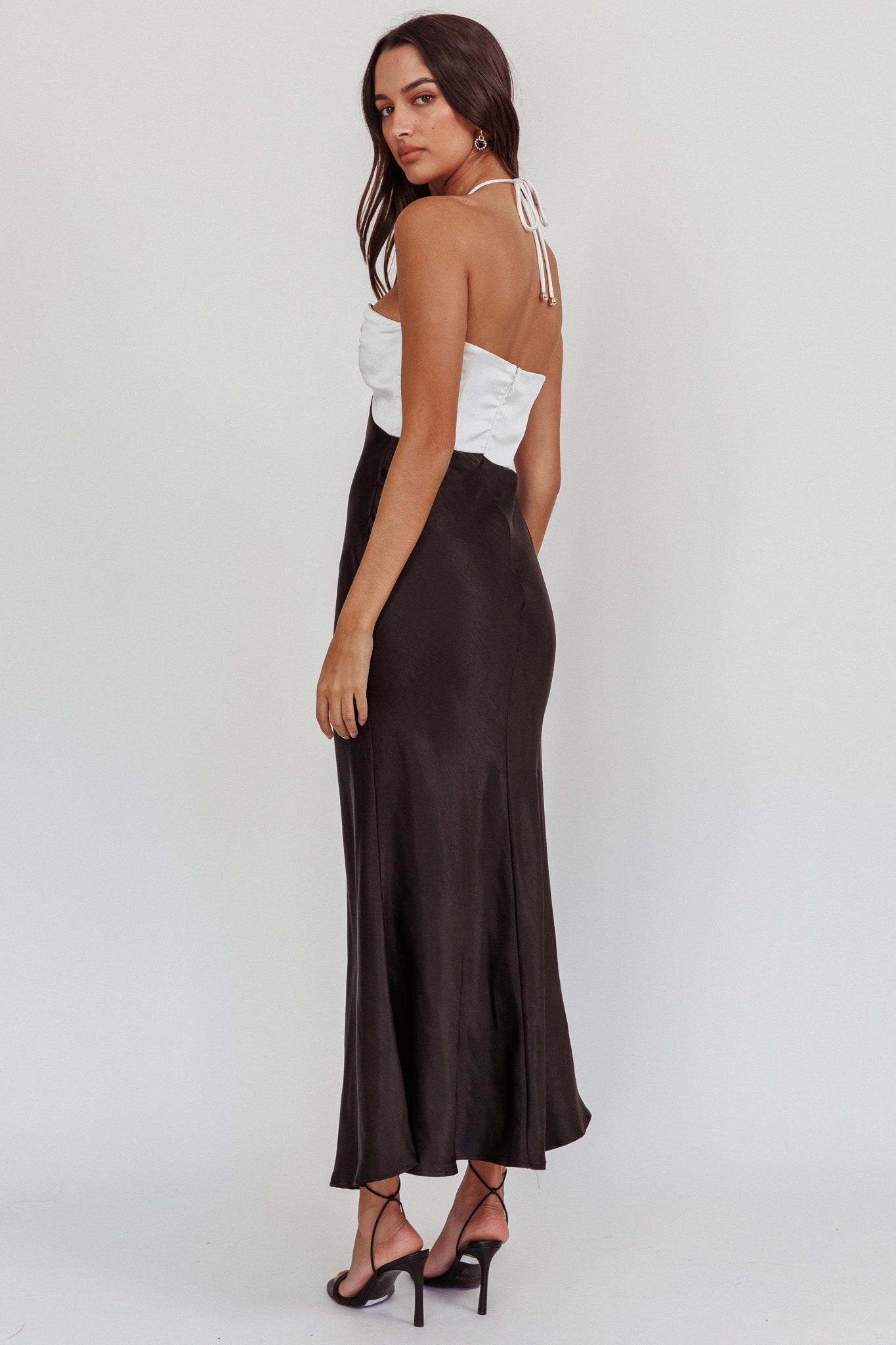 Hassie Knot Bust Halter Midi Dress Black by Selfie Leslie Australia