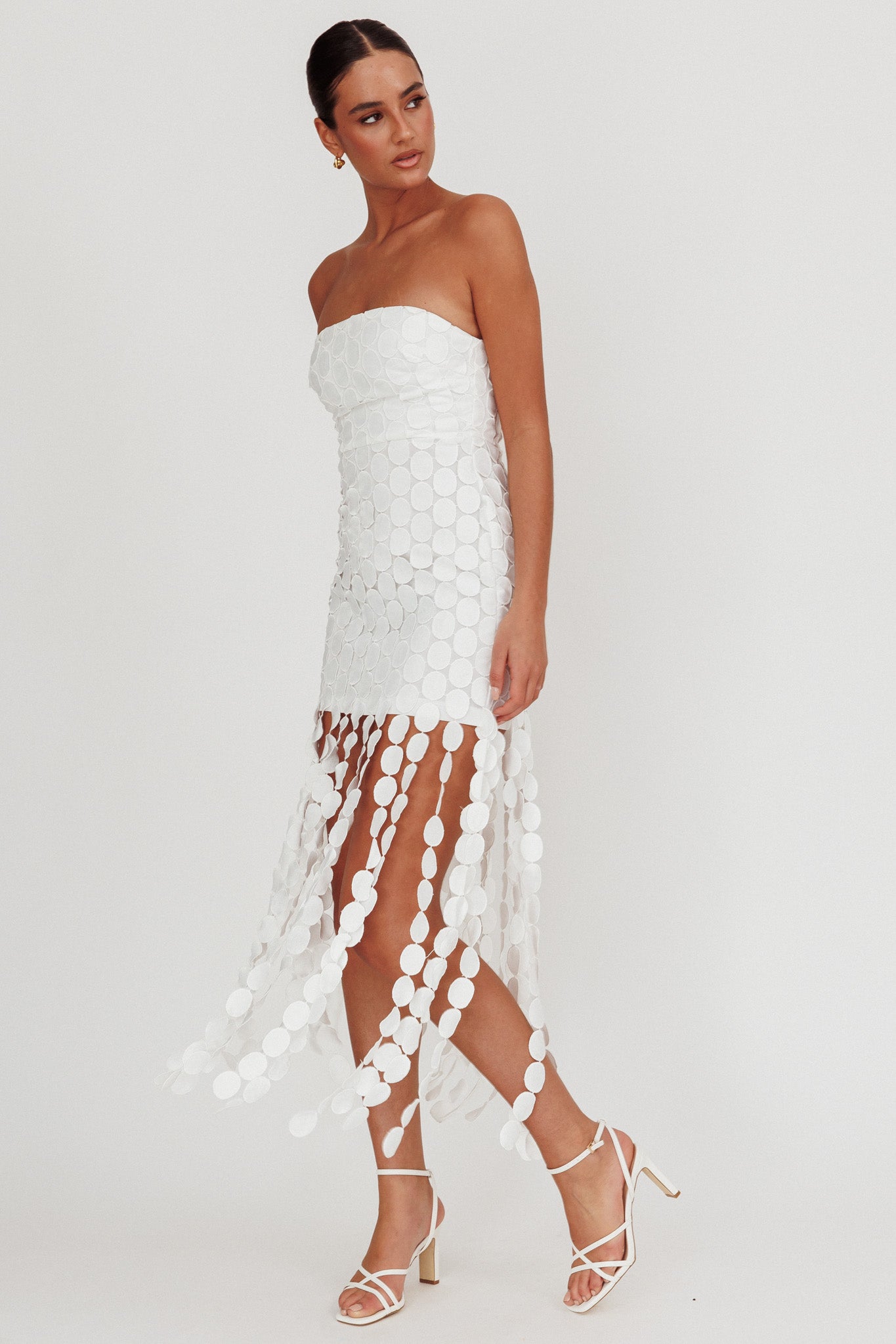 Elio Circle Trim Strapless Mini Dress White by Selfie Leslie Australia