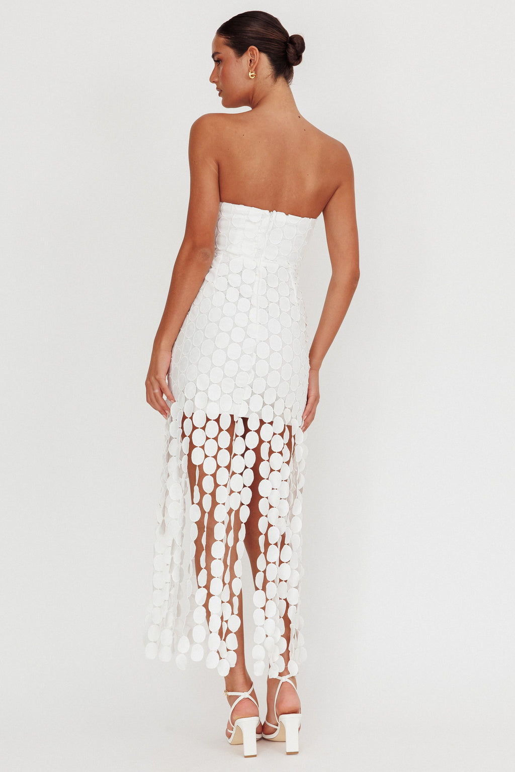 Elio Circle Trim Strapless Mini Dress White by Selfie Leslie Australia