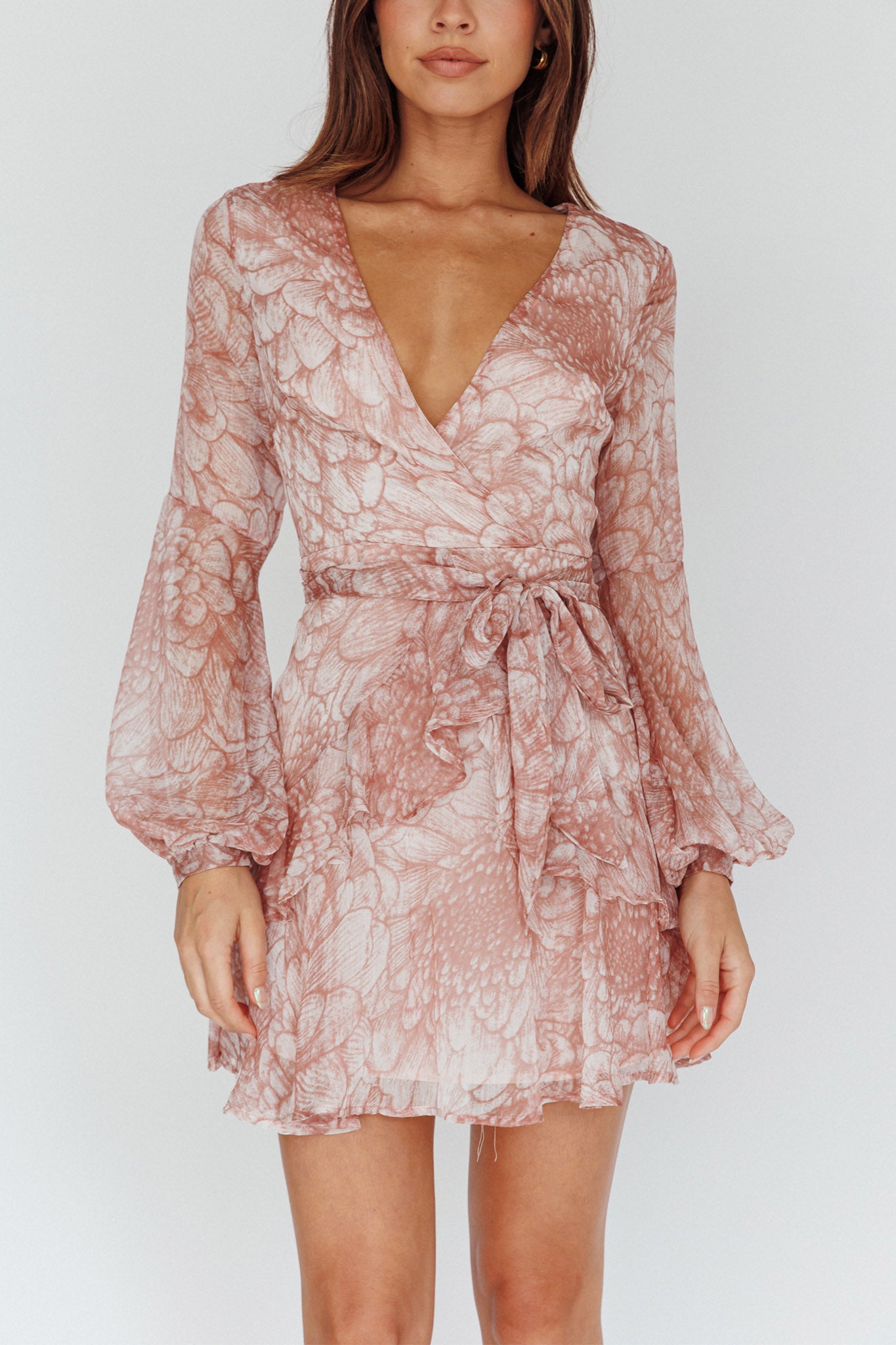 Kerry Layered Balloon Sleeve Dress Nude by Selfie Leslie Australia
