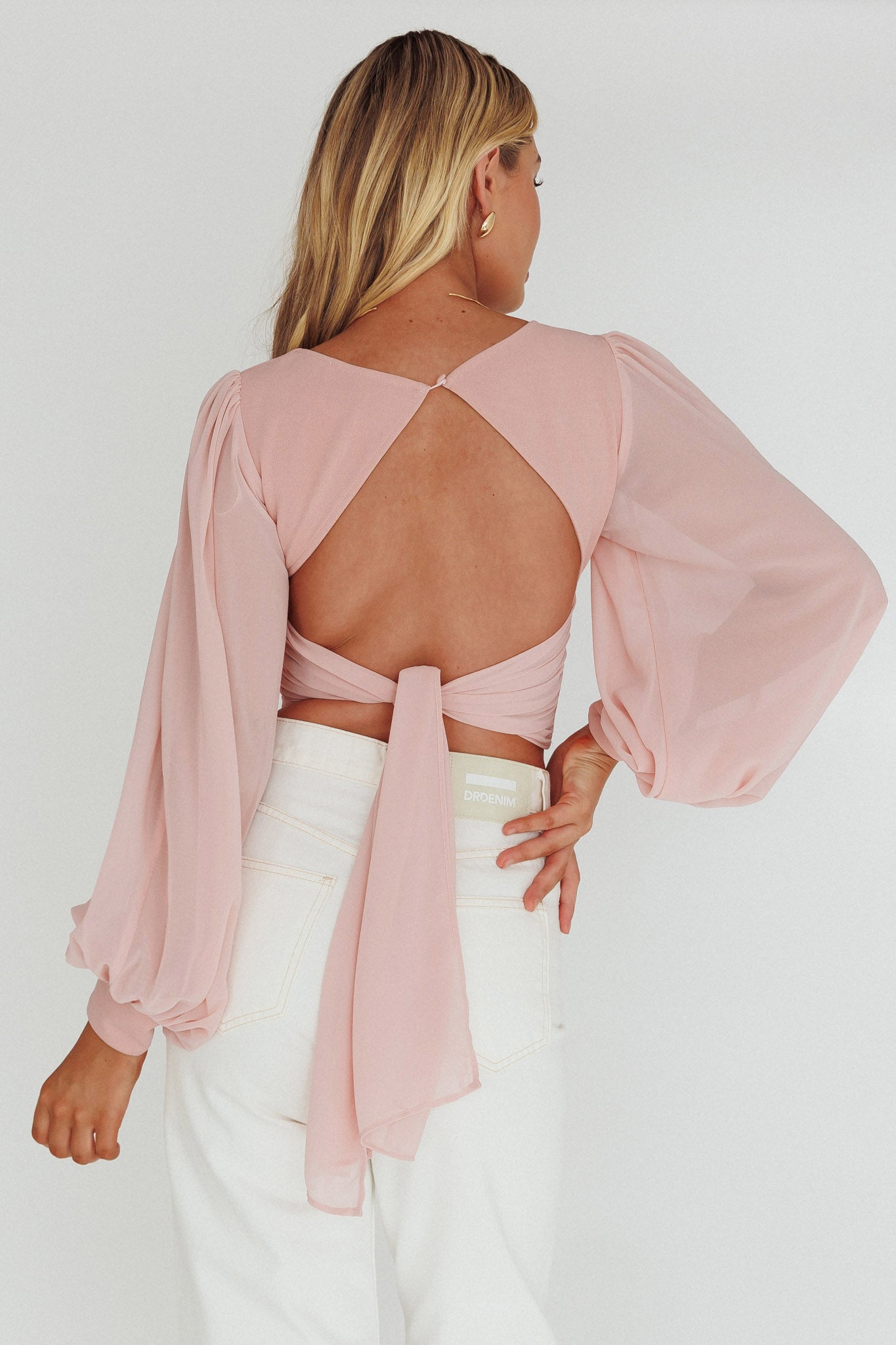 Romance Novel Sweetheart Neckline Open Back Top Blush by Selfie Leslie Australia
