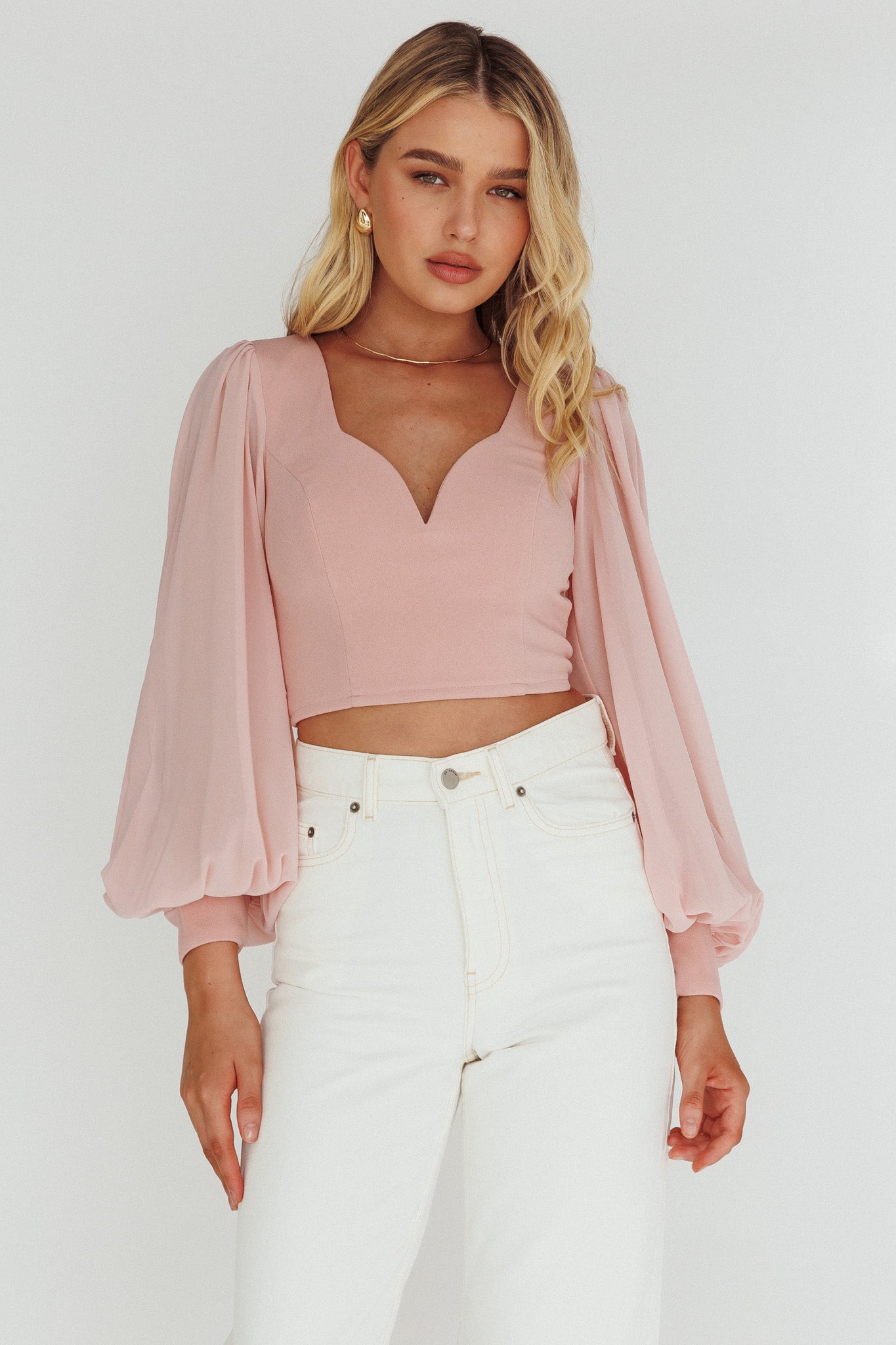Romance Novel Sweetheart Neckline Open Back Top Blush by Selfie Leslie Australia