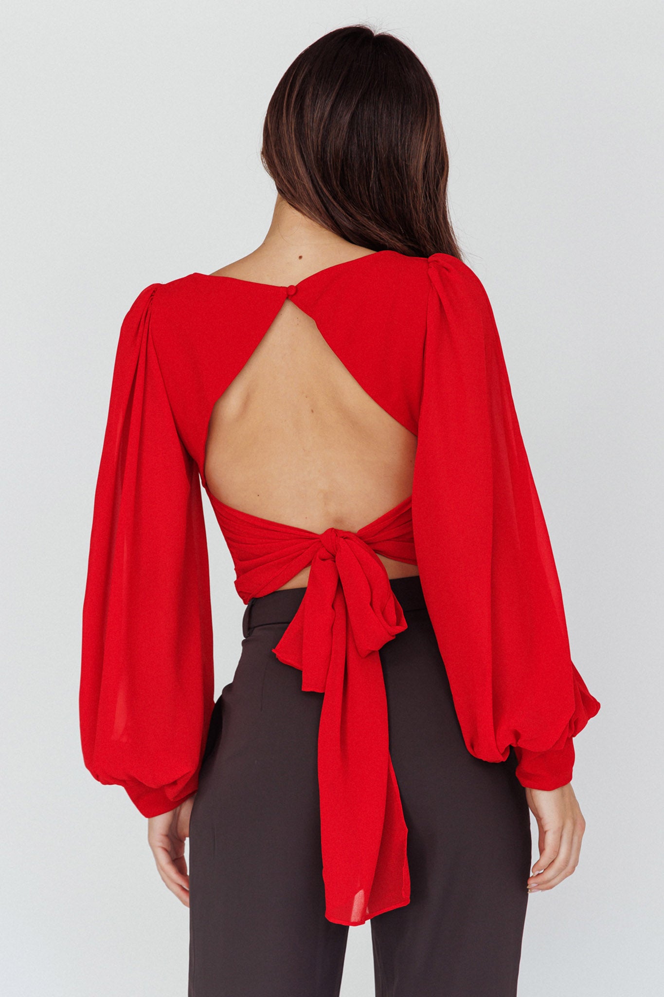 Romance Novel Sweetheart Neckline Open Back Top Red by Selfie Leslie Australia