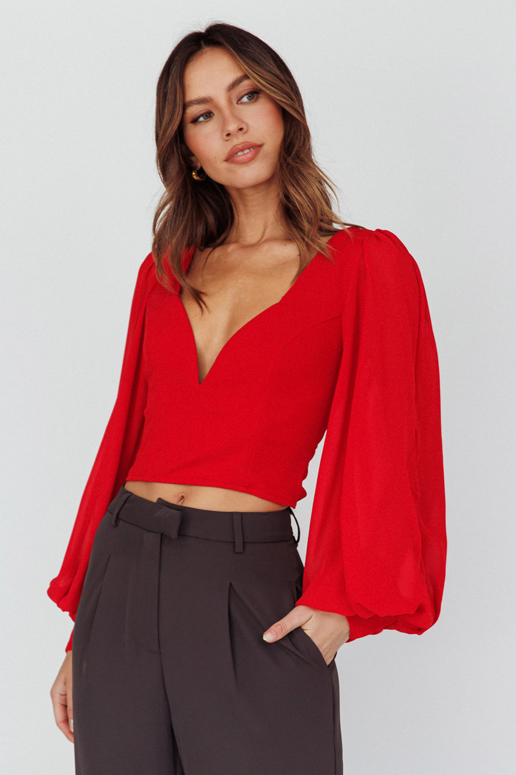 Romance Novel Sweetheart Neckline Open Back Top Red by Selfie Leslie Australia