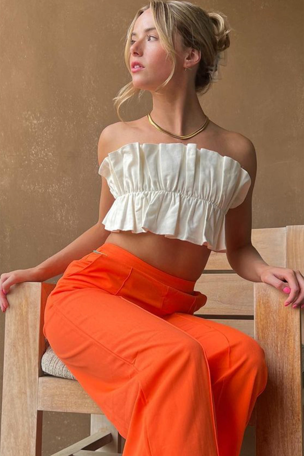 Thea Ruffle Crop Top White by Selfie Leslie Australia