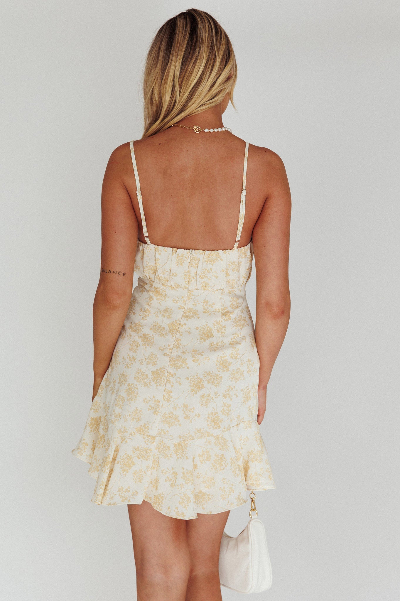 Promise Me Ruched Bust Pintuck Pleat Detail Dress Floral Yellow by Selfie Leslie Australia
