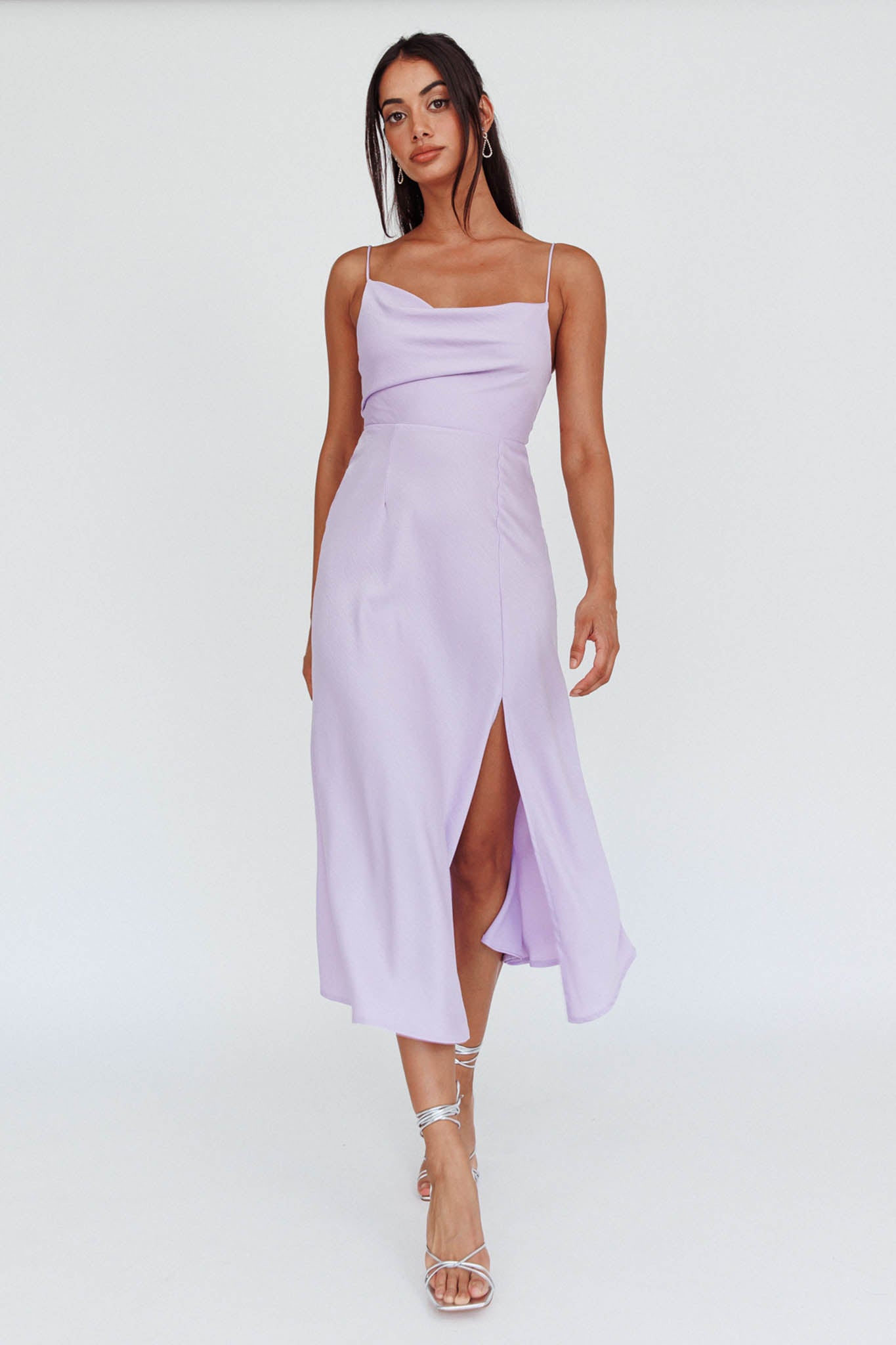 Suki Front Split Midi Dress Lilac by Selfie Leslie Australia