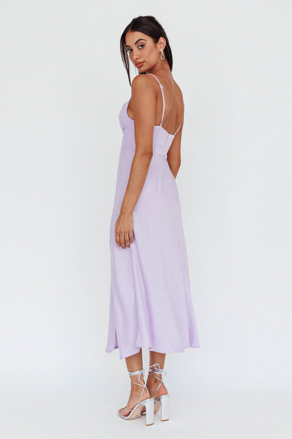 Suki Front Split Midi Dress Lilac by Selfie Leslie Australia