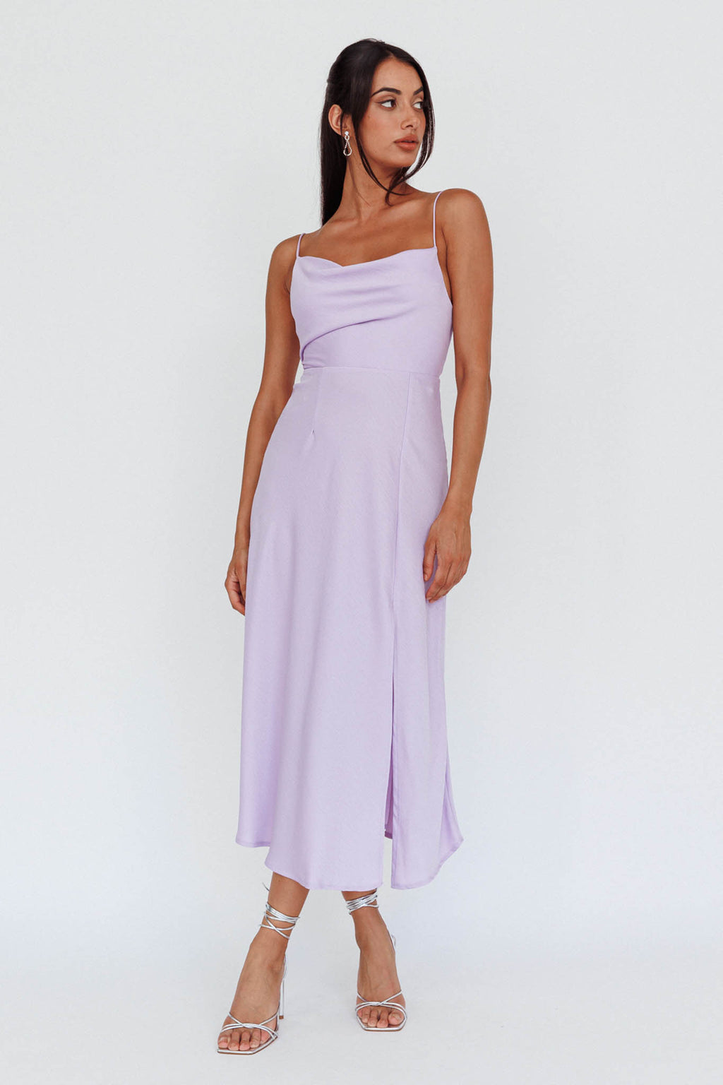 Suki Front Split Midi Dress Lilac by Selfie Leslie Australia