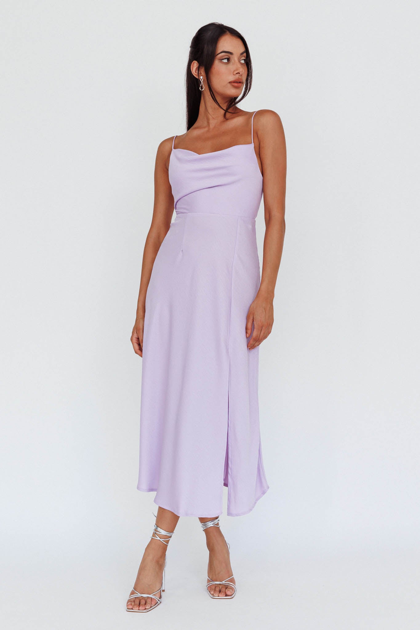 Suki Front Split Midi Dress Lilac by Selfie Leslie Australia