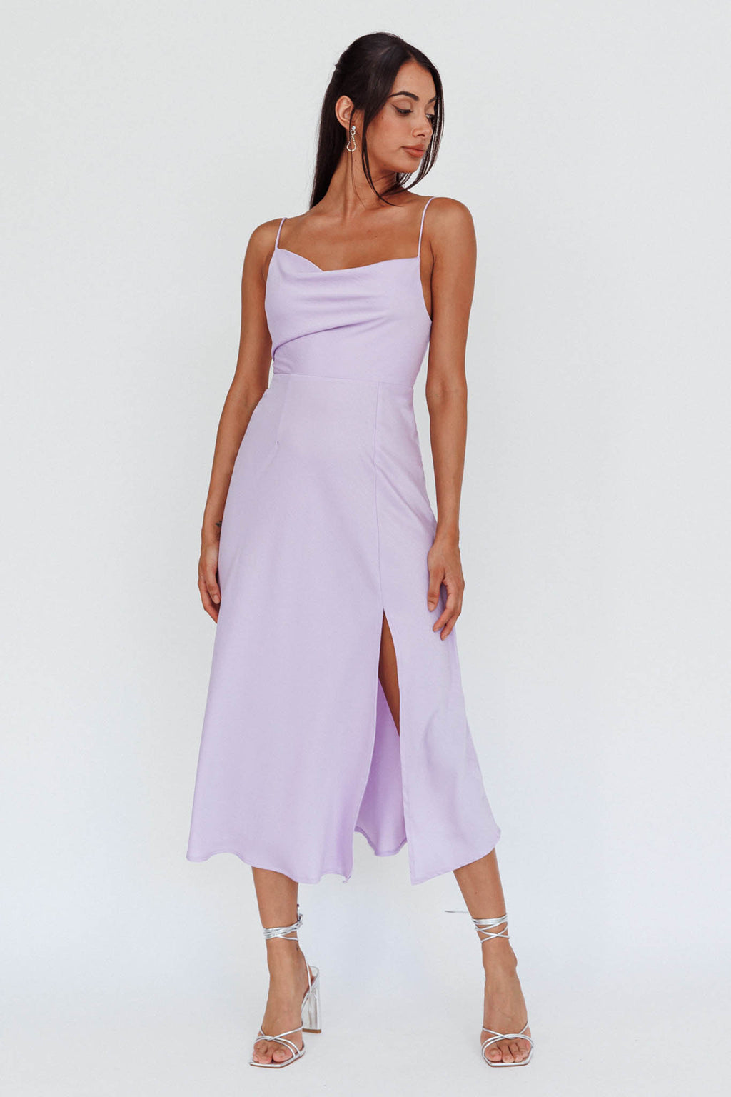 Suki Front Split Midi Dress Lilac by Selfie Leslie Australia